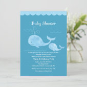 Blue Whale Baby shower Invitation Kaart (Staand voorkant)