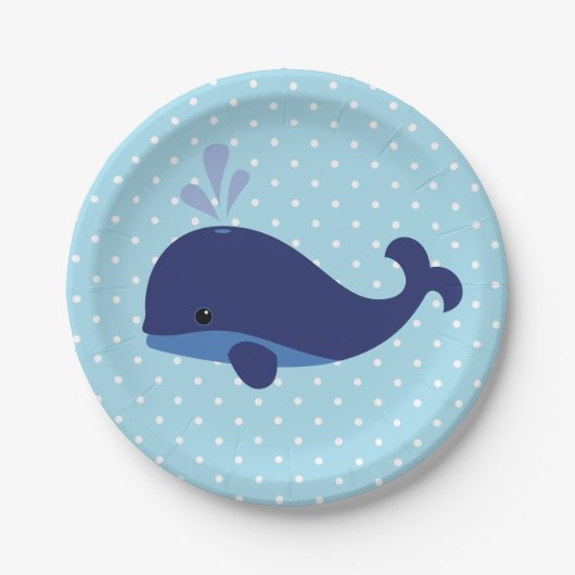 Blue Whale Baby shower Papier Borden Papieren Bordje (Voorkant)