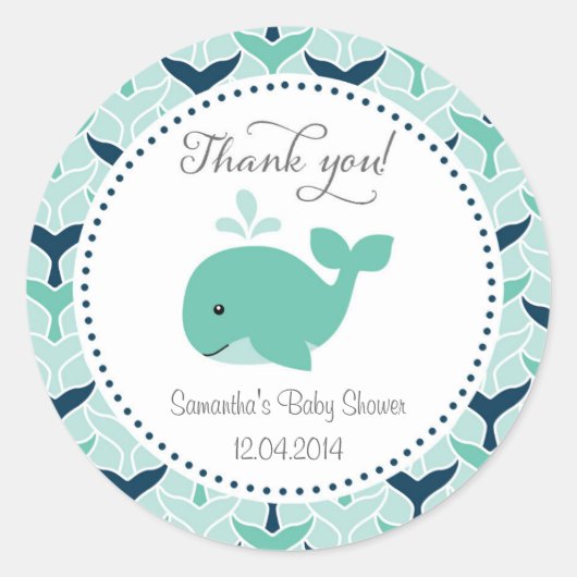 Blue Whale Baby shower Sticker (Voorkant)