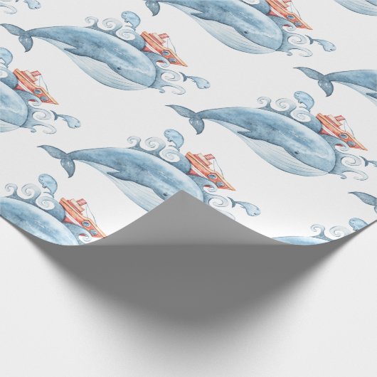 Blue Whale Birthday Cadeaupapier (Hoek)
