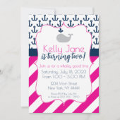 Blue Whale Birthday Invitation Kaart (Voorkant)