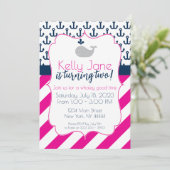 Blue Whale Birthday Invitation Kaart (Staand voorkant)