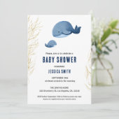 Blue Whale Boy Baby shower Kaart (Staand voorkant)