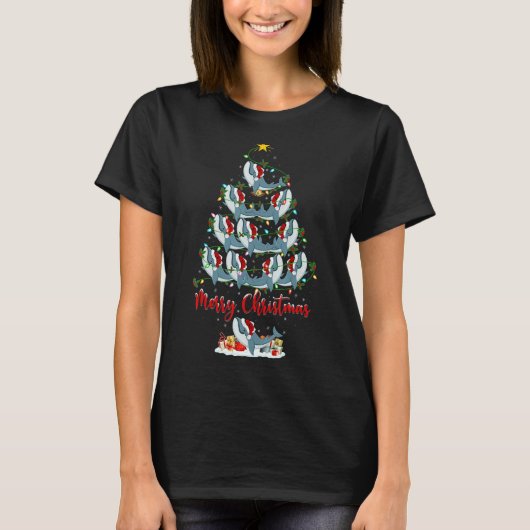 Blue Whale Christmas Tree Lights  Blue Whale Xmas T-shirt (Voorkant)