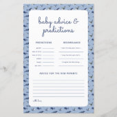 Blue Whale Coral Baby shower voorspellingen spel (Voorkant)