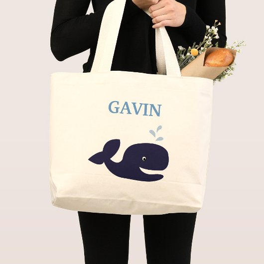 Blue Whale Cute Ahoy Mate, op maat gemaakt Tote Bag
