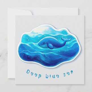 Blue Whale Cute, personalized Kaart