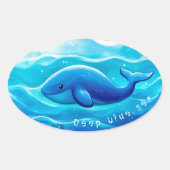 Blue Whale Cute, personalized Ovale Sticker (Voorkant)