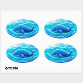 Blue Whale Cute, personalized Ovale Sticker (Vel)