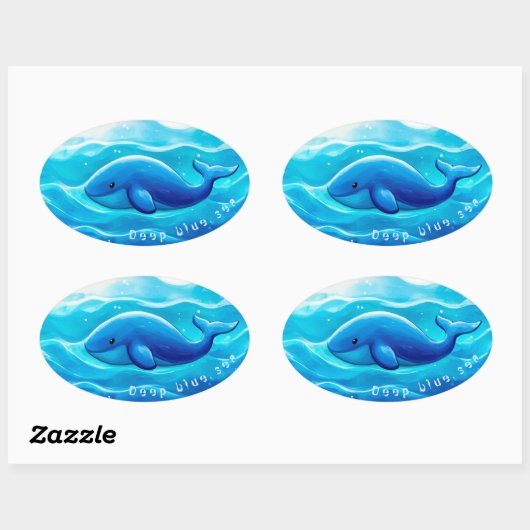 Blue Whale Cute, personalized Ovale Sticker (Vel)