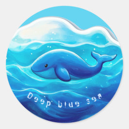 Blue Whale Cute, personalized Ronde Sticker