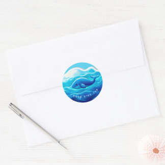 Blue Whale Cute, personalized Ronde Sticker
