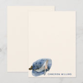 Blue Whale Cute Waterverf Nautical Personalized Notitiekaartje (Voorkant / Achterkant)