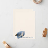 Blue Whale Cute Waterverf Nautical Personalized Notitiekaartje (Voorkant / Achterkant in situ)