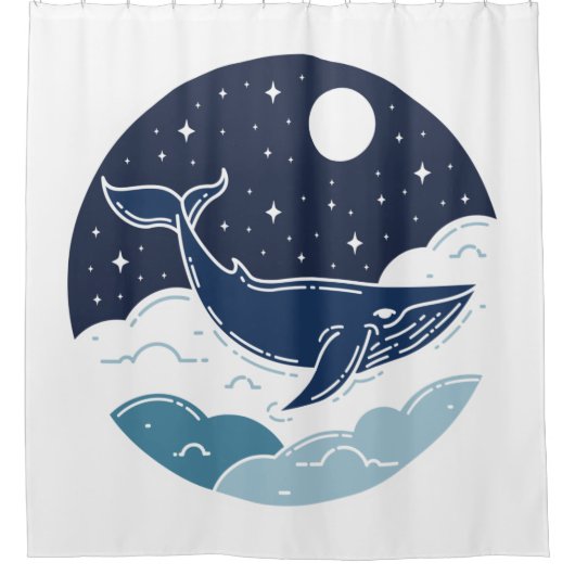 Blue Whale Dream Douchegordijn (Voorkant)