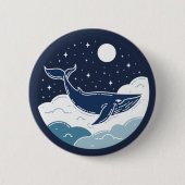 Blue Whale Dream Ronde Button 5,7 Cm (Voorkant)