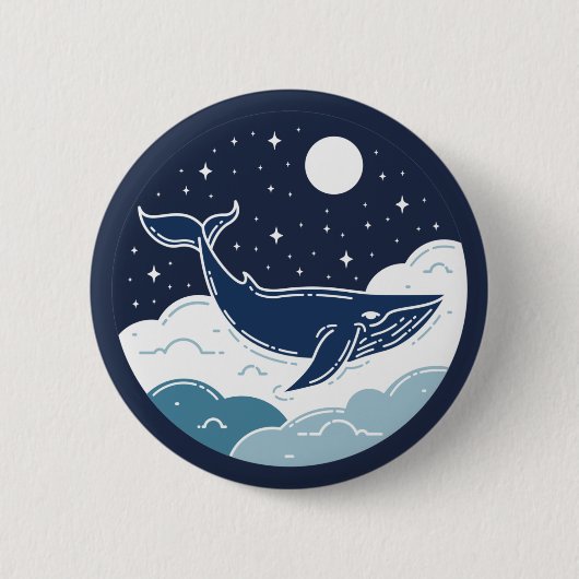 Blue Whale Dream Ronde Button 5,7 Cm (Voorkant)