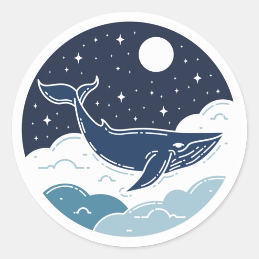 Blue Whale Dream Ronde Sticker (Voorkant)