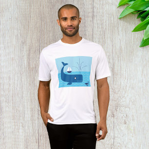 Blue Whale en Blue Sailboat Mannen Actief T-shirt
