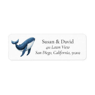 Blue Whale gepersonaliseerd adres Etiket
