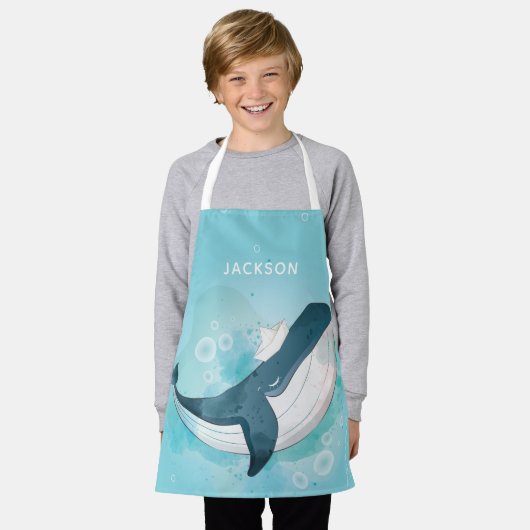 Blue Whale gepersonaliseerd Schort (Gedragen)