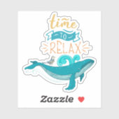 Blue Whale Happy Schattigee tijd om te ontspannen Sticker (Vel)