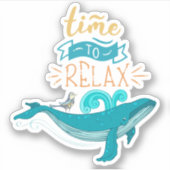 Blue Whale Happy Schattigee tijd om te ontspannen Sticker (Voorkant)
