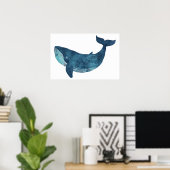Blue Whale Illustratie Klein Poster (Thuiskantoor)