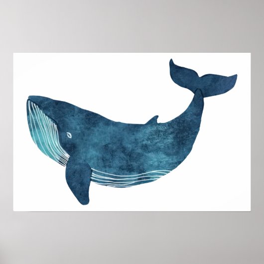 Blue Whale Illustratie Klein Poster (Voorkant)