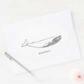 Blue Whale Illustratie (lijntekening) Ovale Sticker (Envelop)