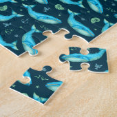 Blue Whale Nautical Ocean Beach Cute Pattern Legpuzzel (Zijkant)