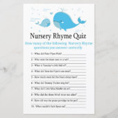Blue Whale Nursery Rhyme Quiz baby shower game (Voorkant)