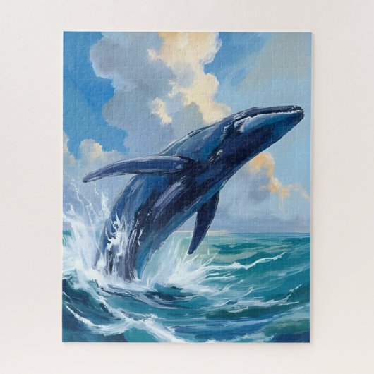 Blue Whale Ocean Animal Painting Legpuzzel (Verticaal)