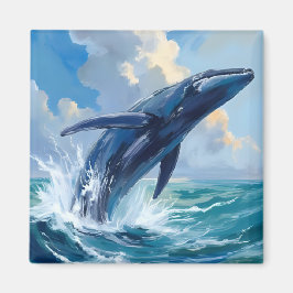 Blue Whale Ocean Animal Painting Magneet