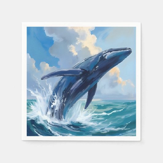 Blue Whale Ocean Animal Painting Servet (Voorkant)