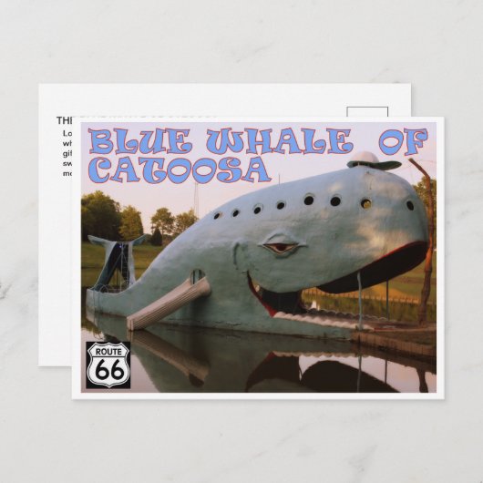 Blue Whale of Catoosa Route 66 Postcard Briefkaart (Voorkant / Achterkant)