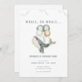 Blue Whale Oh Whale Verjaardag uitnodiging (Voorkant / Achterkant)
