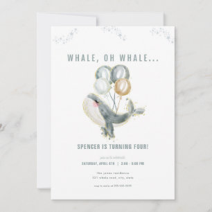 Blue Whale Oh Whale Verjaardag uitnodiging