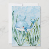 Blue Whale onder het Zee Boy Verjaardagsfeest Kaart (Achterkant)