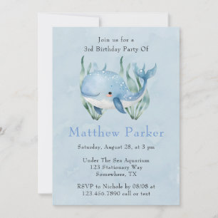 Blue Whale onder het Zee Boy Verjaardagsfeest Kaart