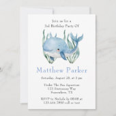 Blue Whale onder het Zee Boy Verjaardagsfeest Kaart (Voorkant)