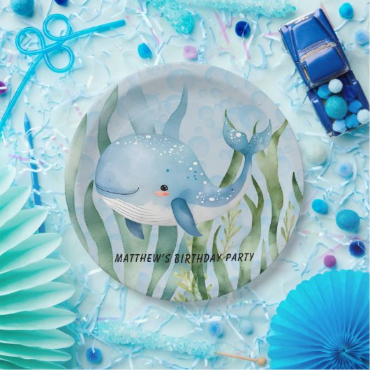 Blue Whale onder het Zee Boy Verjaardagsfeest Papieren Bordje (Feest)
