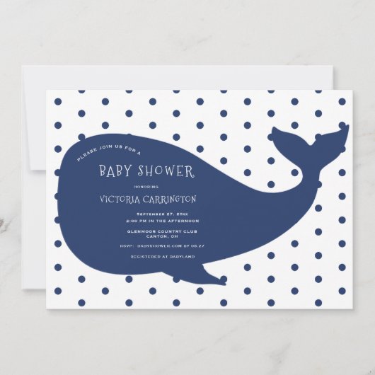 blue whale polkadot Baby shower Kaart (Voorkant)