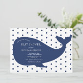 blue whale polkadot Baby shower Kaart (Staand voorkant)