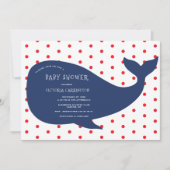 Blue Whale Red Polkadot Baby shower Kaart (Voorkant)