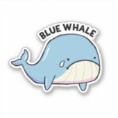 Blue Whale Sad Whale Pun Die-Cut Sticker (Voorkant)