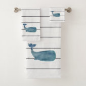 Blue Whale Shiplap Bath Towel Set Bad Handdoek (Insitu)