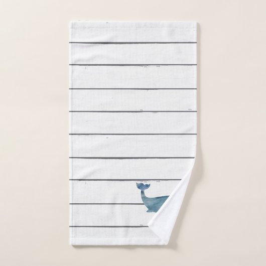 Blue Whale Shiplap Bath Towel Set Bad Handdoek (Handdoek)