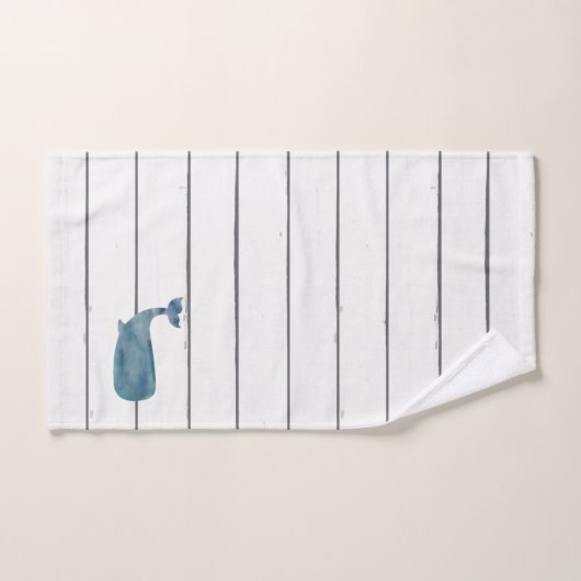 Blue Whale Shiplap Bath Towel Set Bad Handdoek (Handdoek)