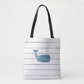 Blue Whale Shiplap Rustic White Wood Pattern Tas (Voorkant)